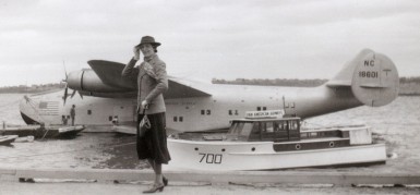 Clara Adams with Pan Am's Honolulu Clipper