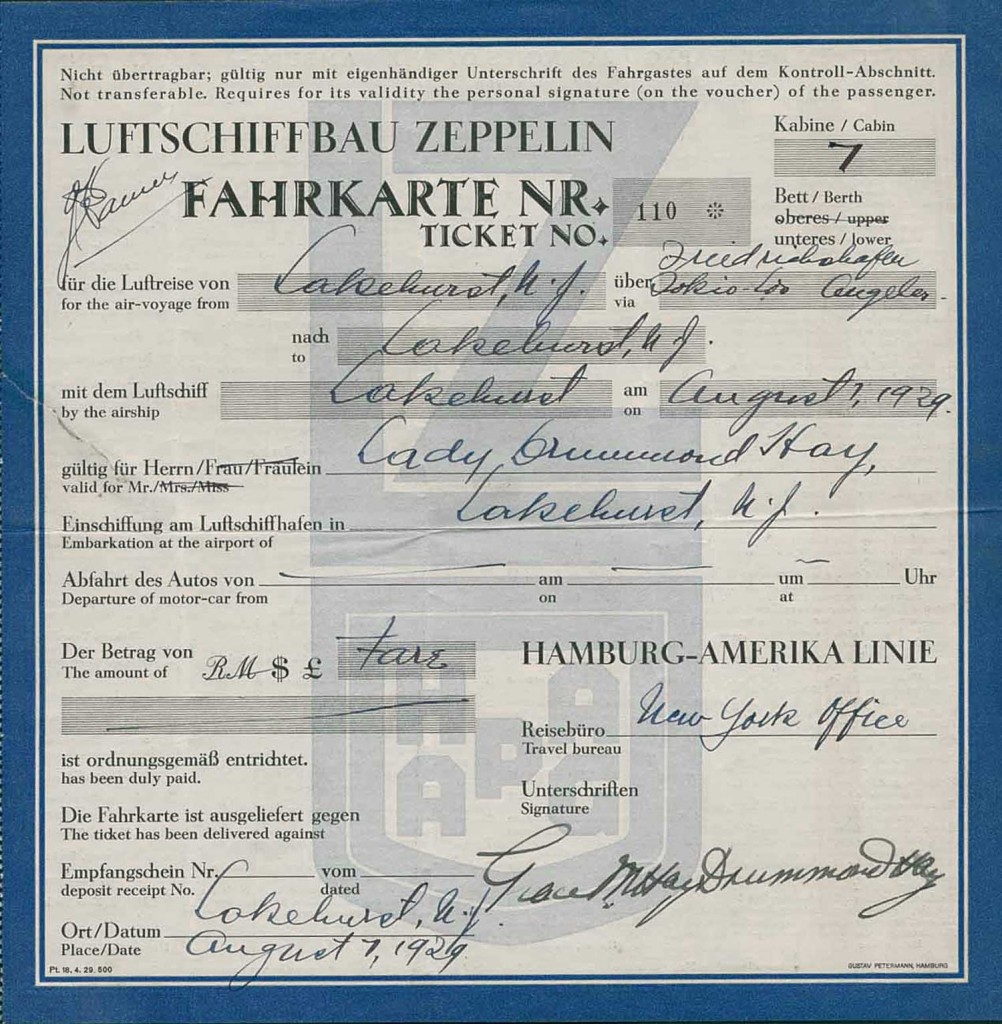 Ticket for Graf Zeppelin's Round-the-World Flight