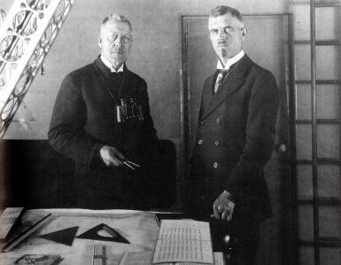 Hugo Eckener and zeppelin designer Ludwig Duerr aboard LZ-126