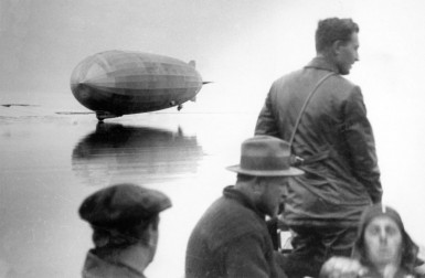 Graf Zeppelin landing on water during polar flight