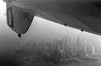 New York City beneath Hindenburg (photo from engine car)