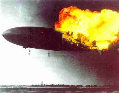 Digitally colorized photograph of Hindenburg from website of the National Hydrogen Association