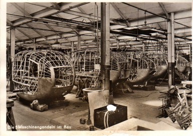 Graf Zeppelin's five engine gondolas under construction.