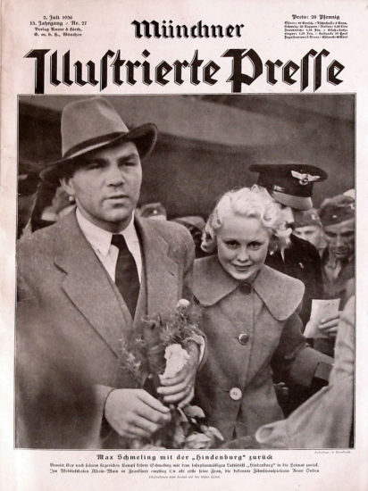 Max Schmeling, with his wife Anny Ondra, after returning to Germany on Hindenburg
