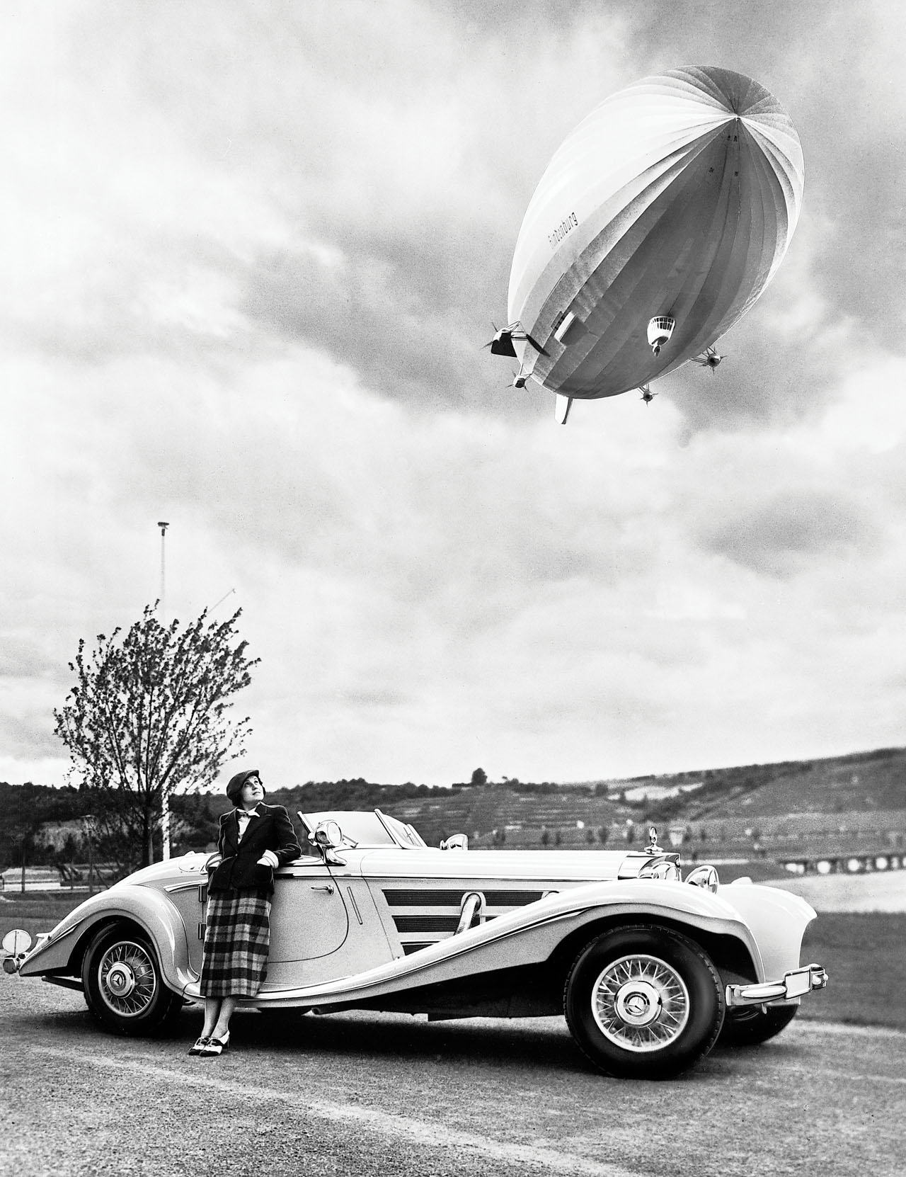 Ad for Mercedes-Benz 540K Spezial Roadster with Hindenburg