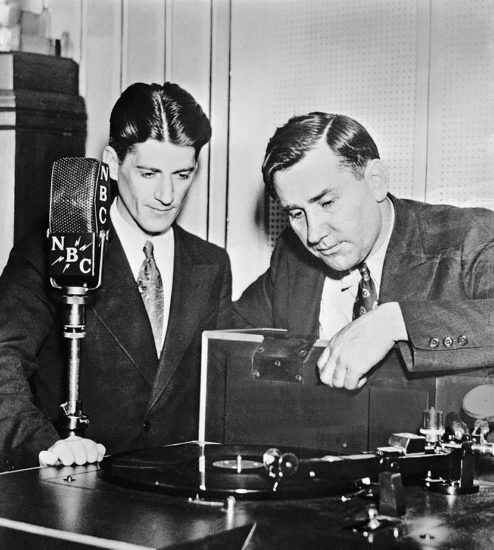 Herbert Morrison and Charles Nehlson with Presto recording equipment