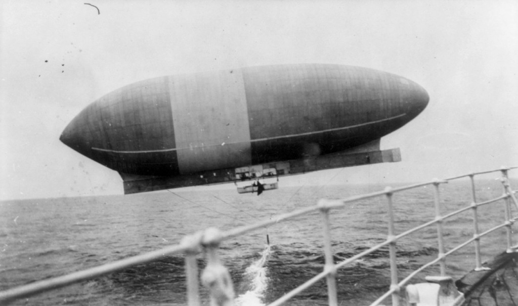 Walter Wellman's airship "America," seen from the ship which rescued its crew.